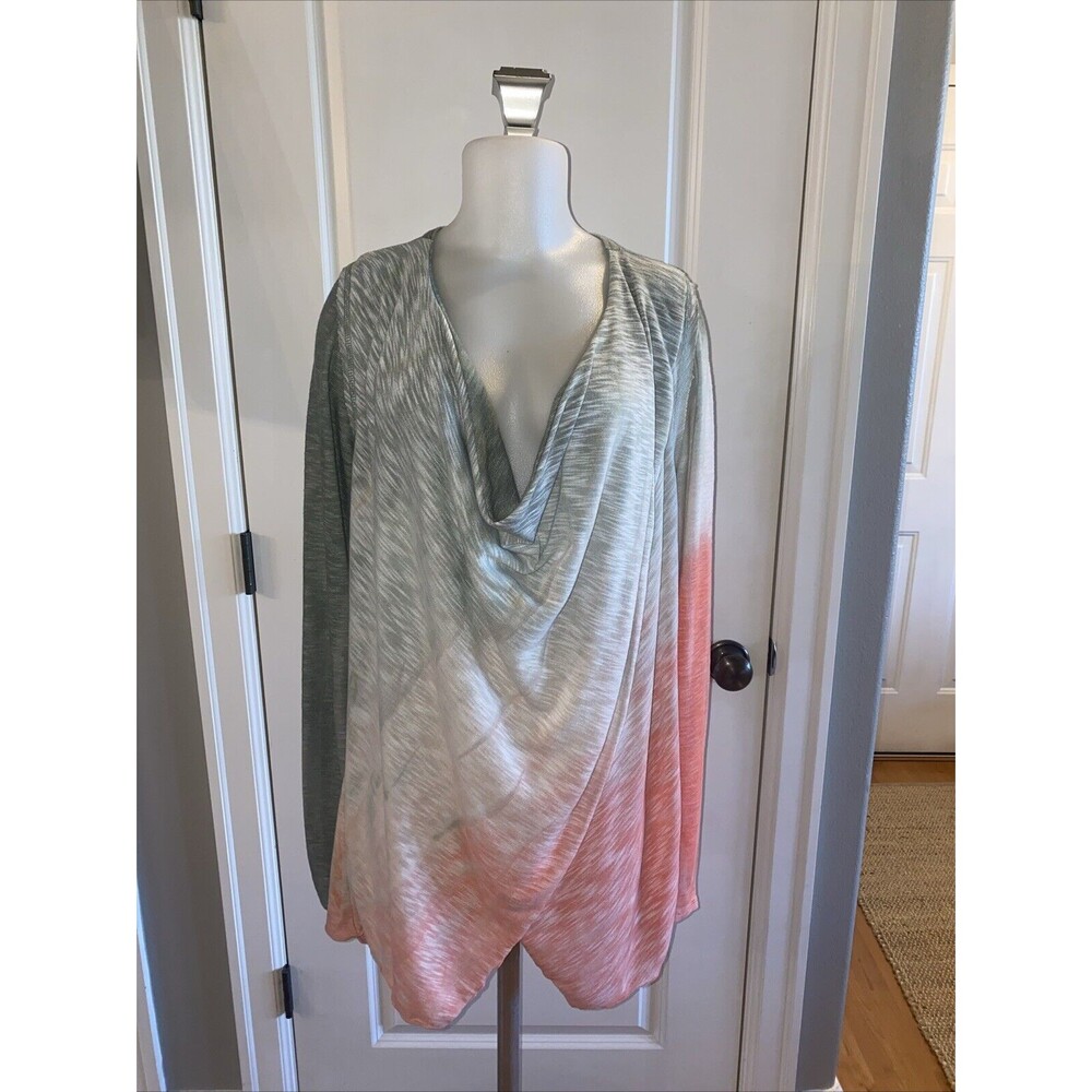 HardTail Drape‎ Neck Long Sleeve Top Size M Green Melon Ombré Long Pullover
